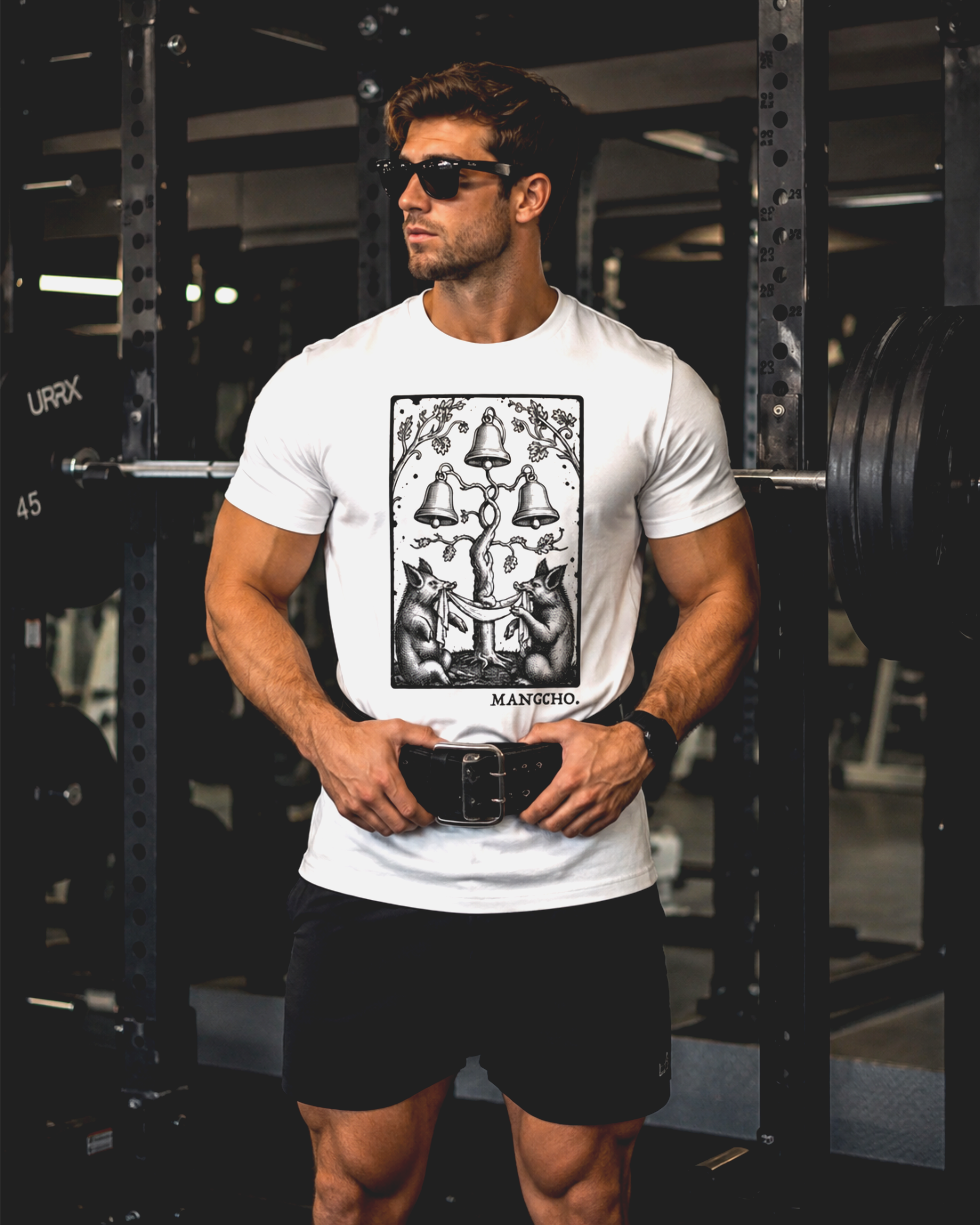 Black "War Pigs" T-shirt by MANGCHO featuring bold graphic design and comfortable fabric, ideal for music and punk style fans.